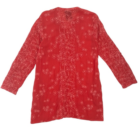 Johnny Was Birdie Marisol Embroidered Long Sleeve Tunic Top Coral Pink SZ M - Picture 3 of 14